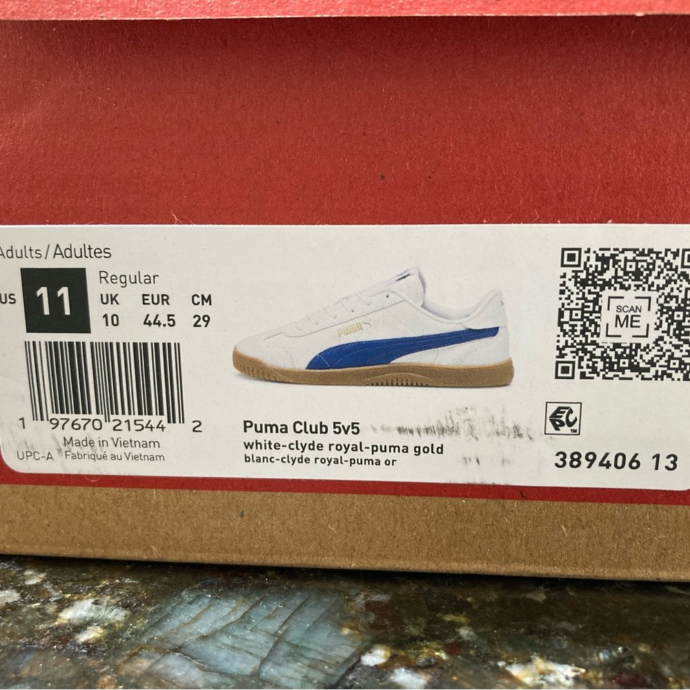 Puma Club 5V5 Sneaker (Men), white/blue, M11 NWT